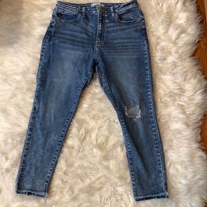 KANCAN size extra-large distressed cropped denim jeans